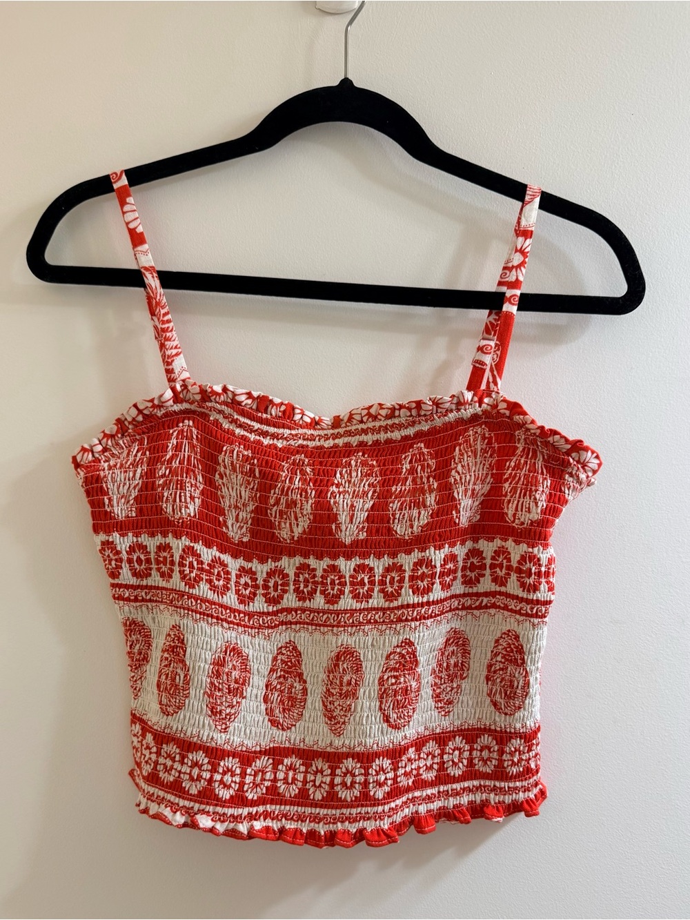 I.N. San Francisco Smocked Crop Tank Top Medium Orange Cream Size M NWT - Picture 3 of 10